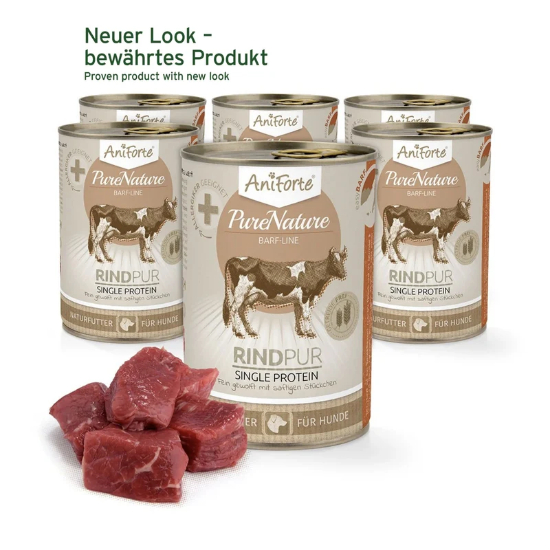 AniForte Pure Nature Rind Pur Nassfutter – Monoprotein für sensible Hunde, 100% Rind ohne Zusätze