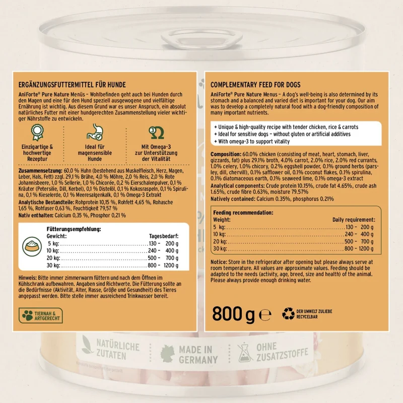 AniForte Pure Nature Land Chicken - Premium-Nassfutter für sensible Hunde mit Single-Protein, glutenfrei & leicht verdaulich