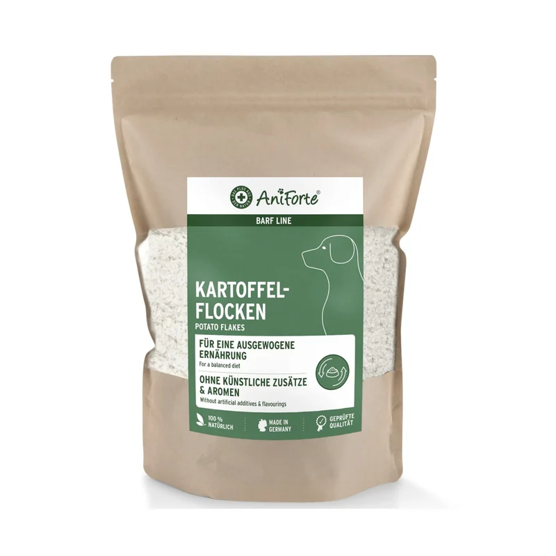AniForte Kartoffelflocken für Hunde – Getreidefreie BARF-Ergänzung, Proteinreich & Glutenfrei, Natürliche Ballaststoffe