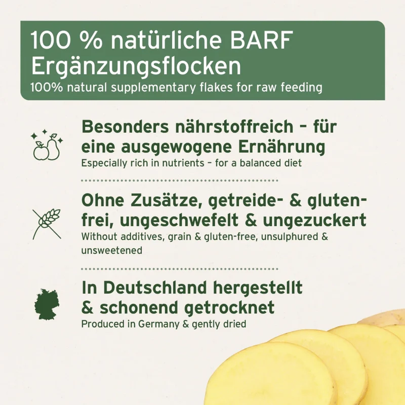 AniForte Kartoffelflocken für Hunde – Getreidefreie BARF-Ergänzung, Proteinreich & Glutenfrei, Natürliche Ballaststoffe