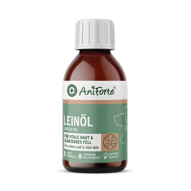 AniForte Leinöl für Hunde – Kaltgepresst für glänzendes Fell & gesunde Haut – reich an Omega-3 & 6