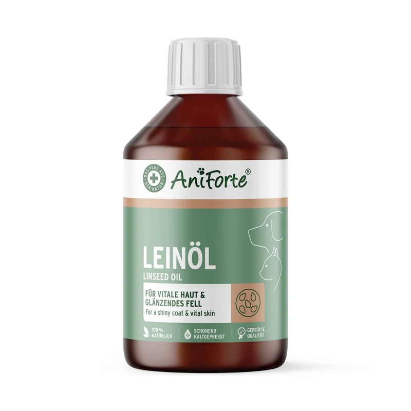 AniForte Leinöl für Hunde – Kaltgepresst für glänzendes Fell & gesunde Haut – reich an Omega-3 & 6