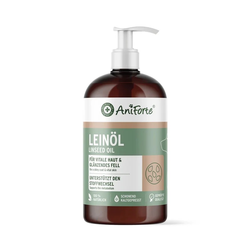 AniForte Leinöl für Hunde – Kaltgepresst für glänzendes Fell & gesunde Haut – reich an Omega-3 & 6