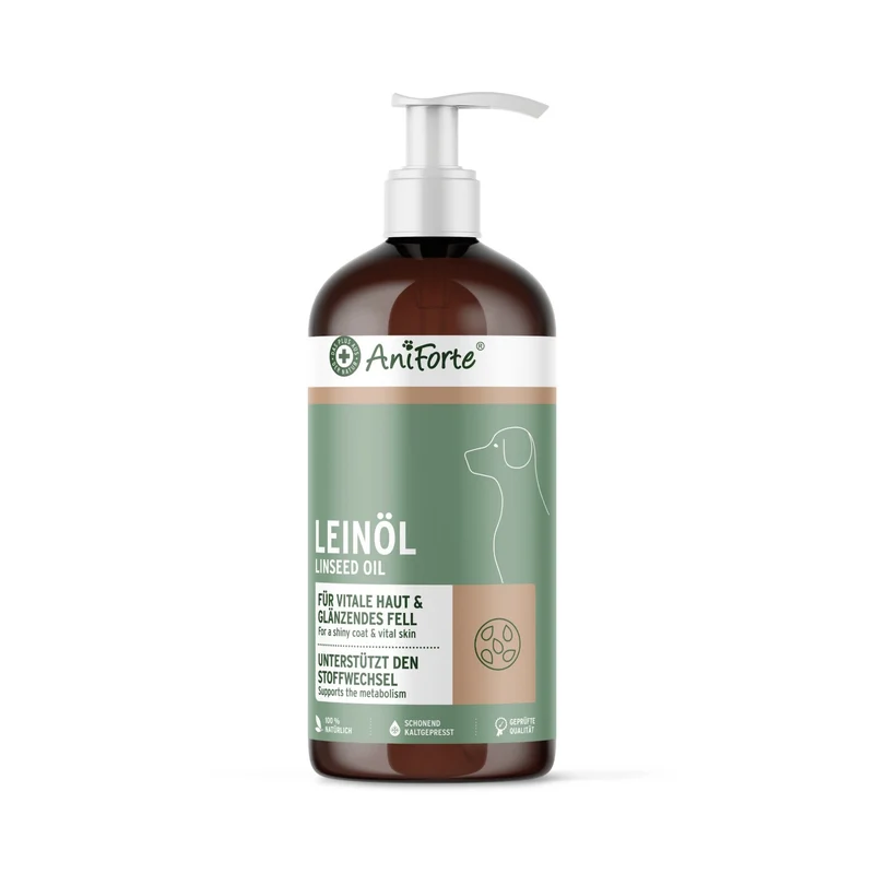 AniForte Leinöl für Hunde – Kaltgepresst für glänzendes Fell & gesunde Haut – reich an Omega-3 & 6