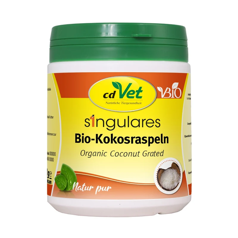 cdVet Singulares Bio-Kokosraspeln – Natürliche Nahrungsergänzung für gesunde Verdauung, glänzendes Fell und starke Abwehrkräfte bei Hunden