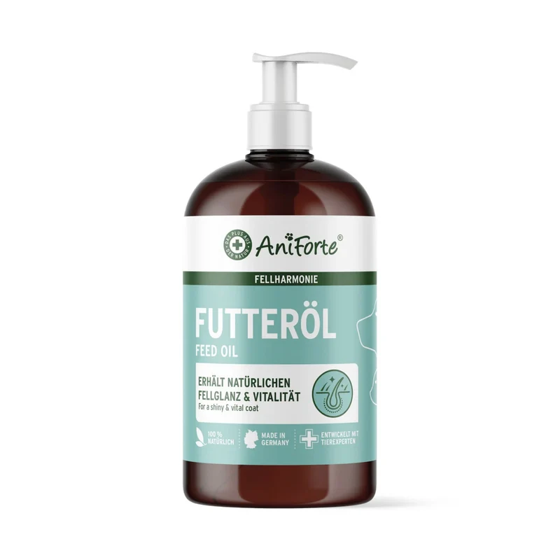AniForte Fellharmonie Futteröl für Hunde & Katzen – Premium Omega-3 & Omega-6 Öl-Mix mit Lachsöl, Hanföl & Nachtkerzenöl für glänzendes Fell, gesunde Haut & weniger Juckreiz