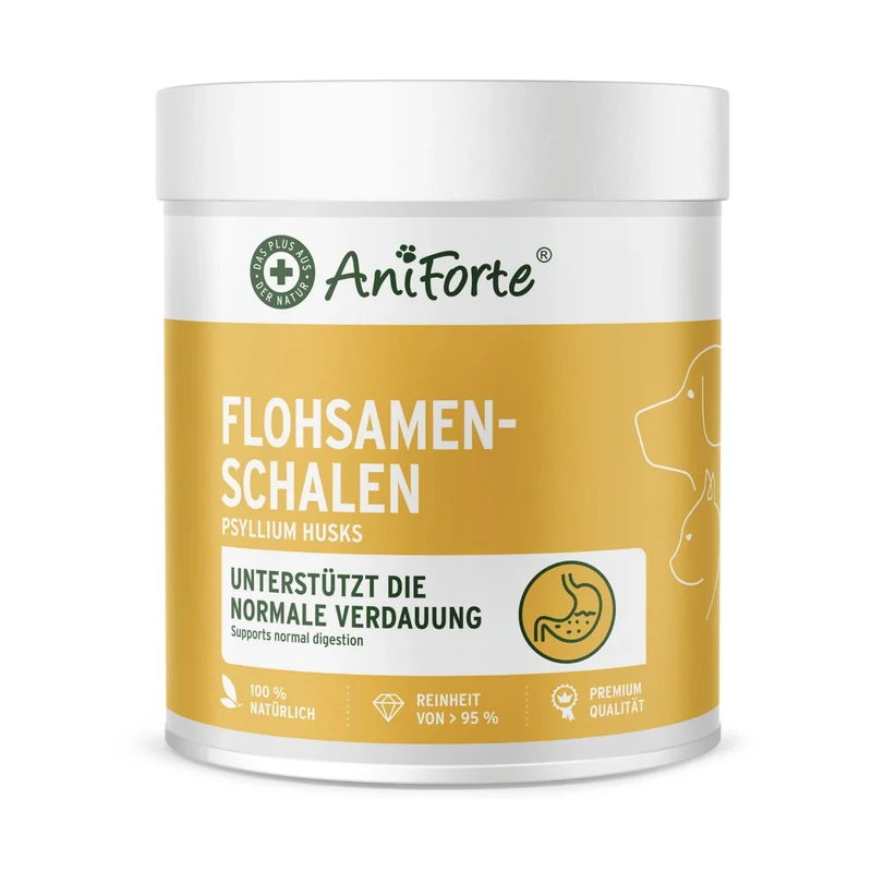 AniForte Flohsamenschalen für Hunde & Katzen - Natürliche Verdauungshilfe mit 95% Reinheit in Premium Rohkost-Qualität