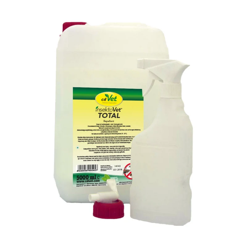 cdVet insektoVet Total – Natürlicher Insektenschutz gegen Flöhe, Zecken, Mücken & Bremsen für Hunde und Katzen | 100% pflanzliches Duftölspray