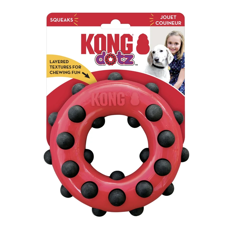 KONG Dotz Circle – Robuster Kauring mit Massagenoppen für intensive Zahnpflege, gesundes Zahnfleisch und langanhaltendes Kauvergnügen