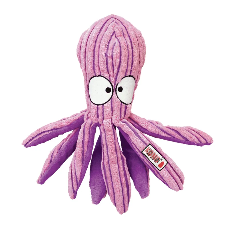 KONG CuteSeas Octopus – Interaktives Hundespielzeug mit Quietscher & Knisterfolie für Welpen und kleine Hunde