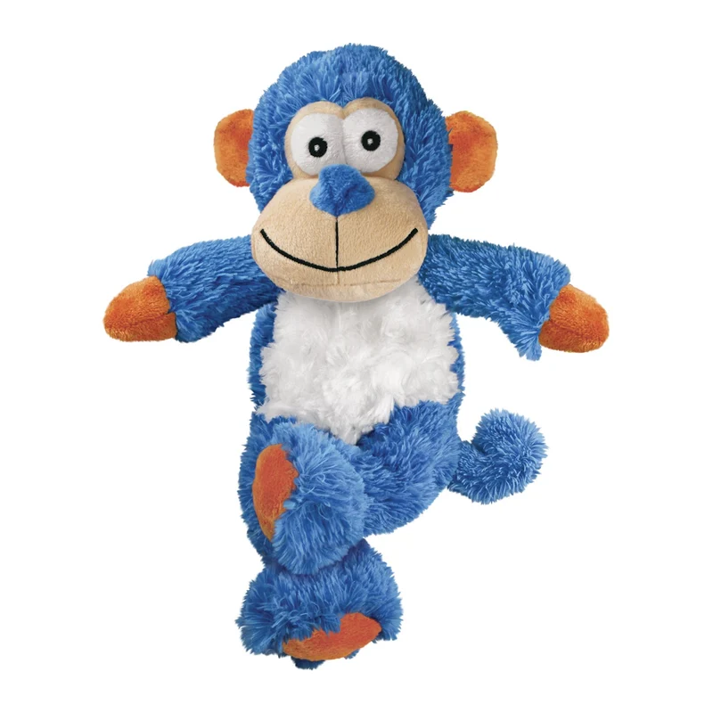 KONG Cross Knots Monkey – Robustes Plüsch-Hundespielzeug mit Quietscher & geknoteten Seilen für intensive Kau- & Zerrspiele