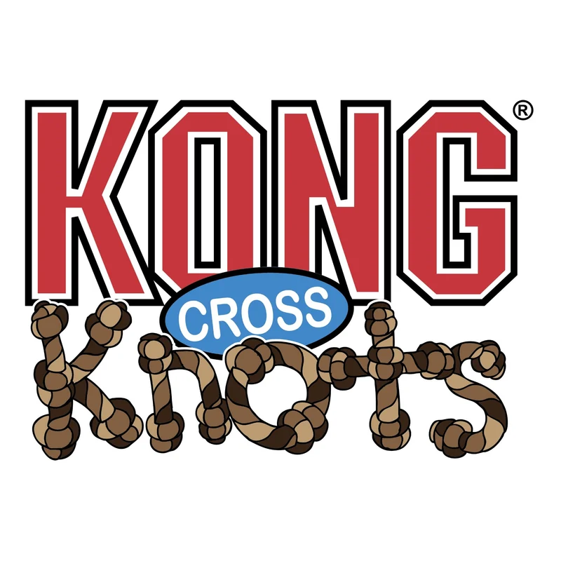 KONG Cross Knots Monkey – Robustes Plüsch-Hundespielzeug mit Quietscher & geknoteten Seilen für intensive Kau- & Zerrspiele