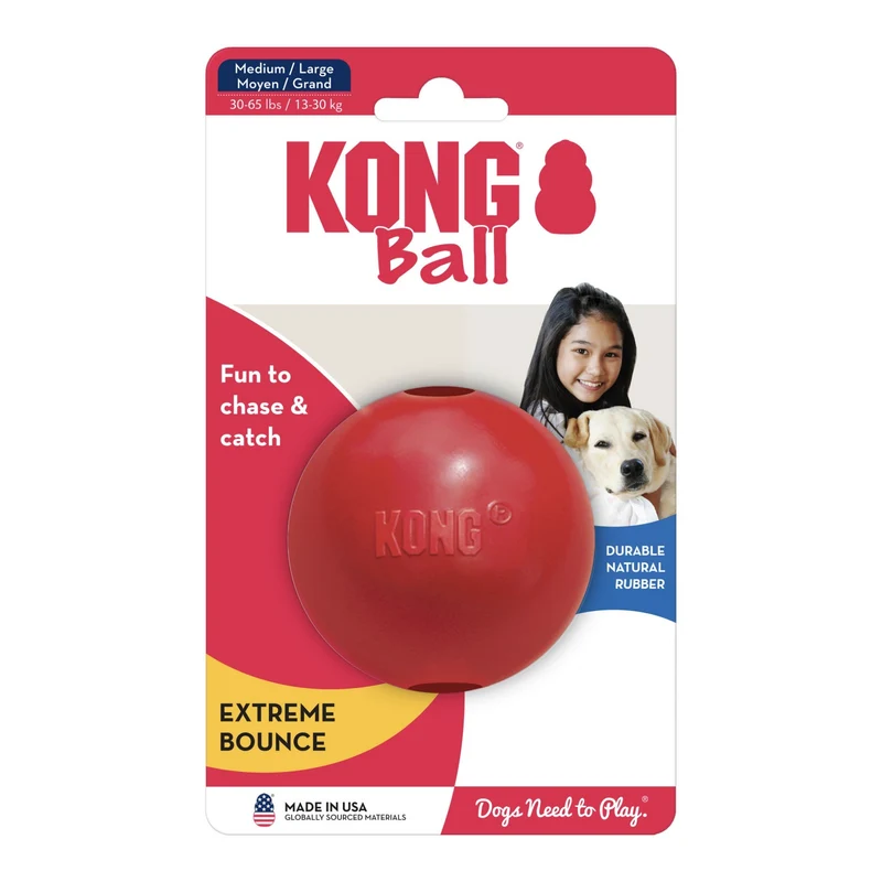 KONG Ball – Unzerstörbares Premium-Hundespielzeug aus Naturkautschuk für starke Kauer, Apportieren & mentale Auslastung