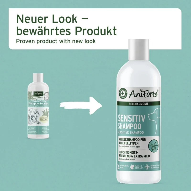 AniForte Sensitiv Shampoo für Hunde mit Aloe Vera – Sanfte Pflege für empfindliche Haut & glänzendes Fell, pH-hautneutral