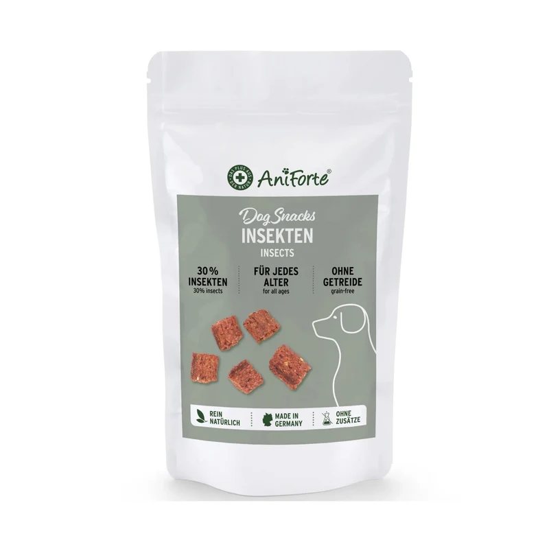 AniForte Insekten Hundesnacks – Natürliche Protein-Leckerlis für Allergiker-Hunde, getreidefrei & hypoallergen mit Mehlwürmern & Hermetia-Larven