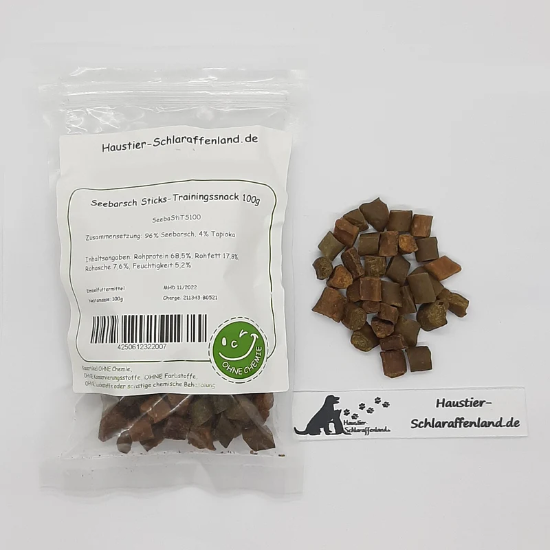 Seebarsch-Sticks-Trainingssnack