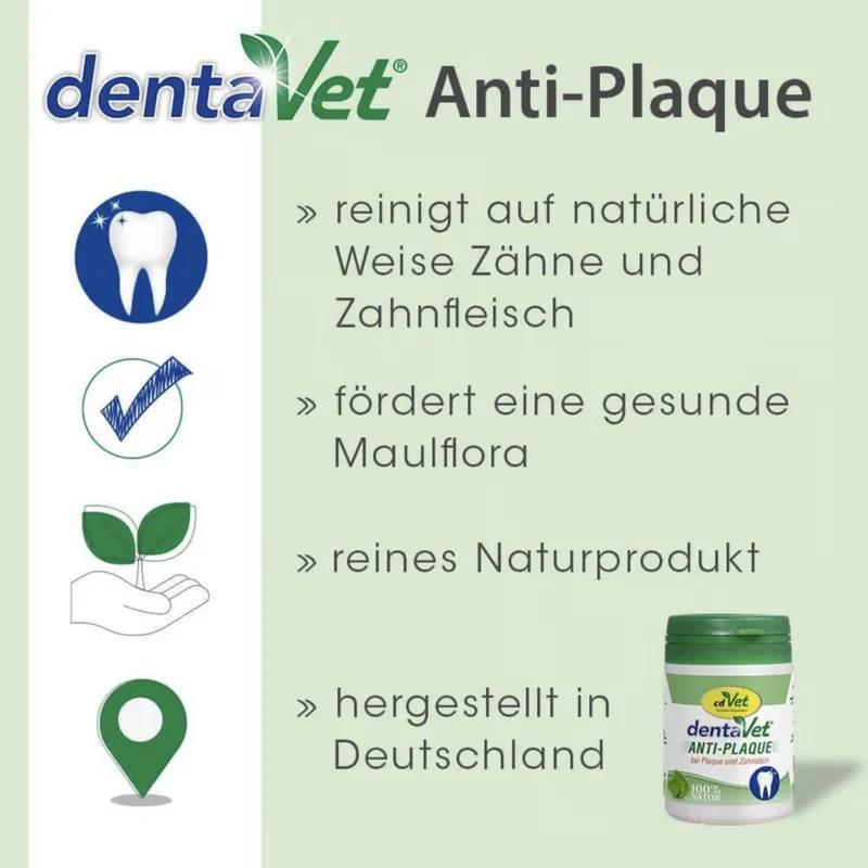 cdVet dentaVet Anti-Plaque – Natürliche Zahnreinigung für Hunde ohne Bürsten | Effektiv gegen Zahnstein, Plaque & Mundgeruch