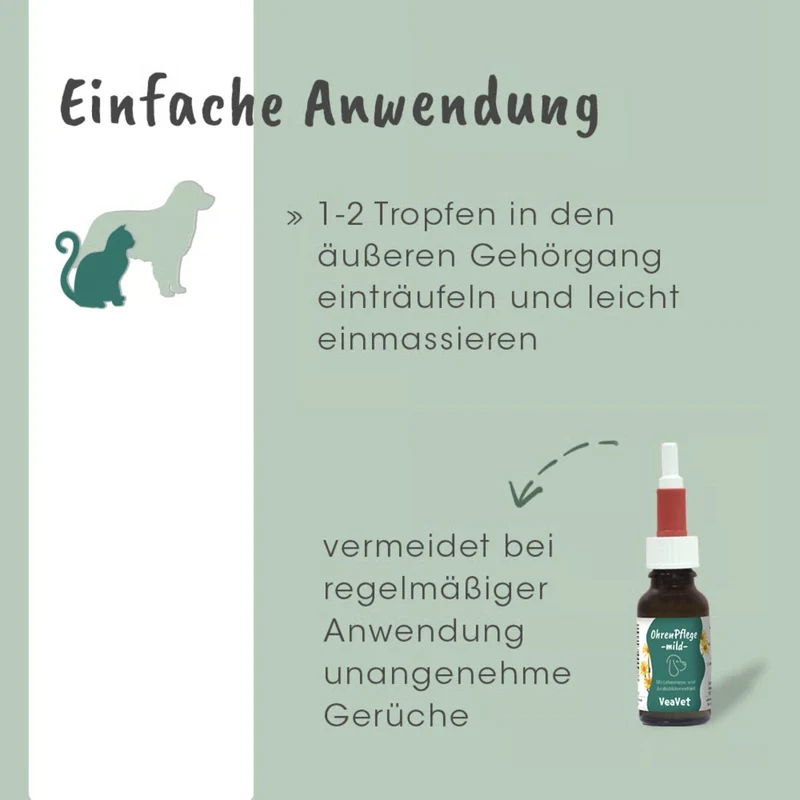 cdVet VeaVet Ohrenpflege mild – Natürliche Ohrenreinigung für Hunde & Katzen mit Lebermoos & Arnika gegen Juckreiz, Geruch & Infektionen