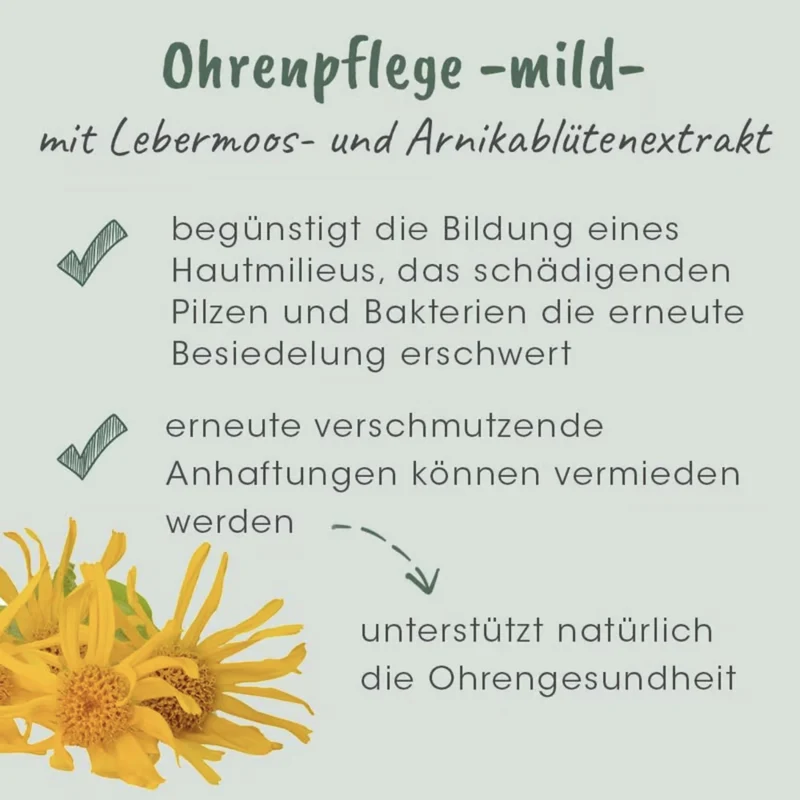 cdVet VeaVet Ohrenpflege mild – Natürliche Ohrenreinigung für Hunde & Katzen mit Lebermoos & Arnika gegen Juckreiz, Geruch & Infektionen