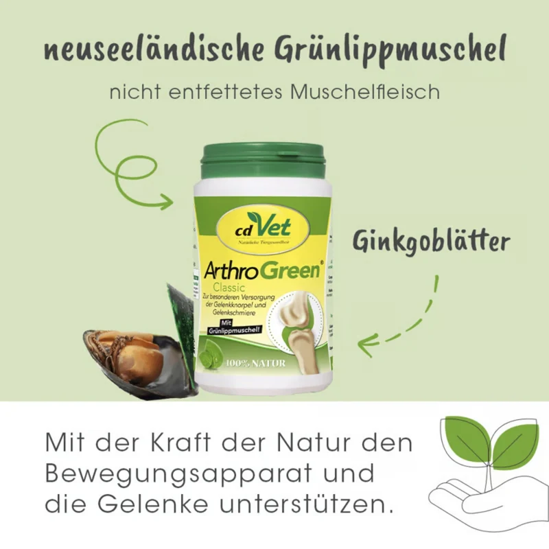 cdVet ArthroGreen Classic – Natürliche Gelenkunterstützung für aktive Hunde mit Grünlippmuschel, Vitaminen & Spurenelementen