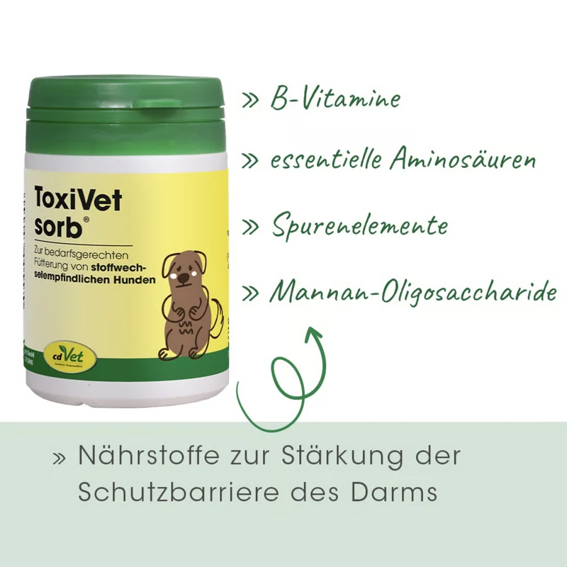 cdVet ToxiVet sorb - Natürliche Hilfe bei Durchfall für Hunde & Katzen mit Präbiotika & Bentonit zur Darmstärkung und Entgiftung