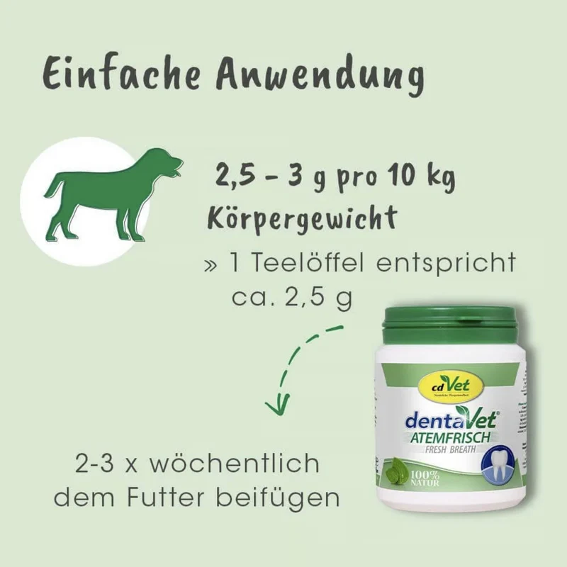 cdVet dentaVet Atemfrisch – Natürliche Lösung gegen Mundgeruch bei Hunden mit Chlorophyll & Kräutern für frischen Atem