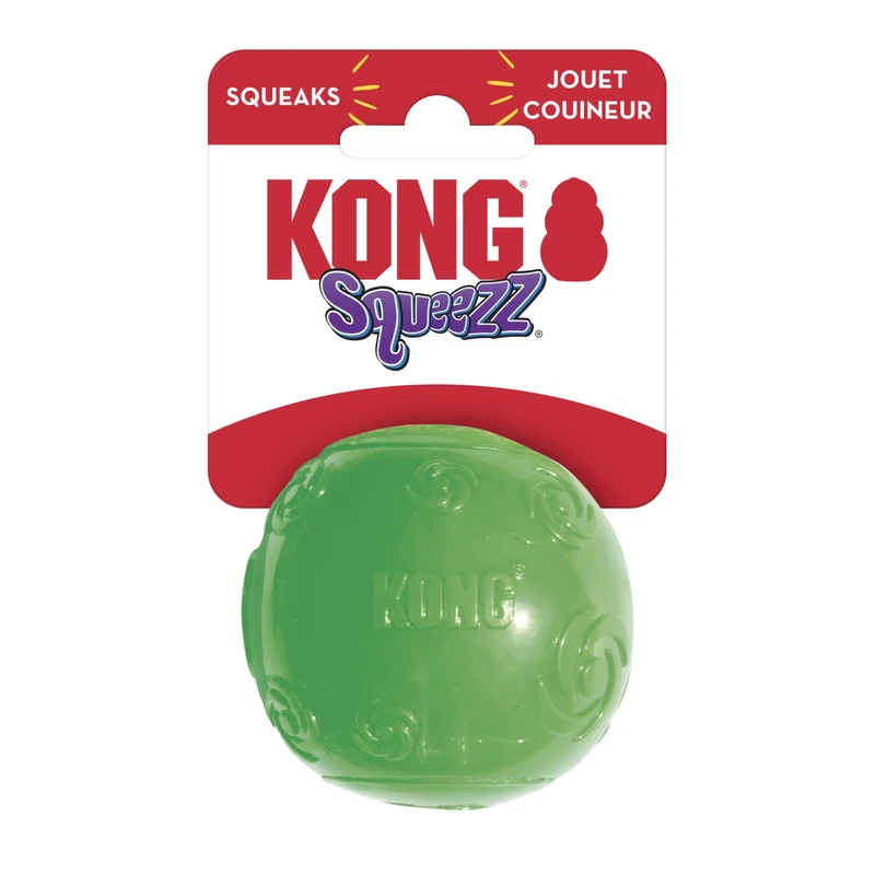 KONG Squeezz Ball – Quietschendes Hundespielzeug für aktive Hunde, robust & langlebig