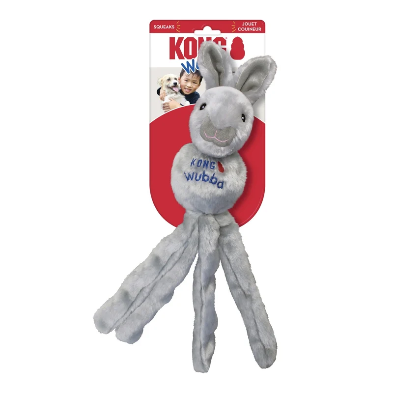 KONG Wubba Friends – Interaktives Hundespielzeug mit Quietscher für aktive Hunde, Apportieren & Zerrspiele