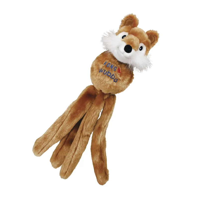 KONG Wubba Friends – Interaktives Hundespielzeug mit Quietscher für aktive Hunde, Apportieren & Zerrspiele