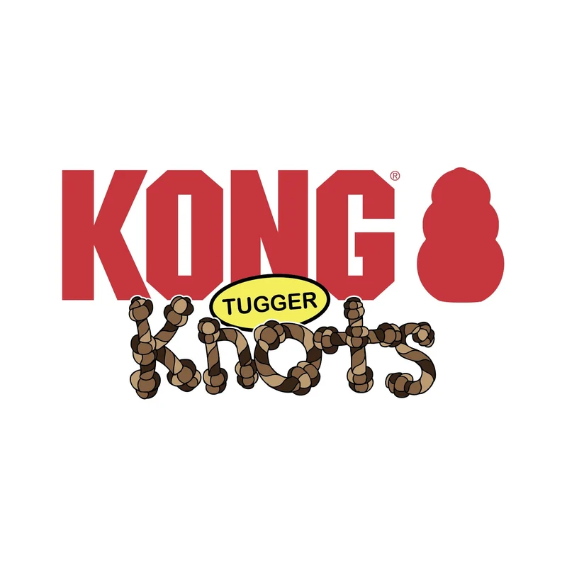 KONG Tugger Knots Frog – Interaktives Zerrspielzeug mit verstärkten Seilknoten und Quietscher für mittelgroße bis große Hunde