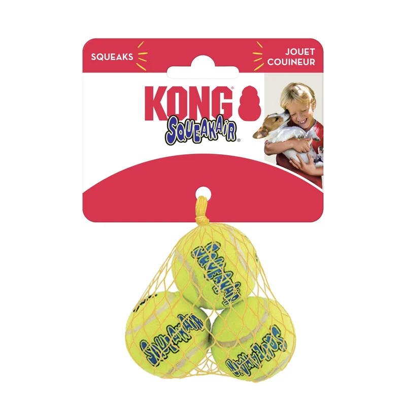 KONG Squeakair Tennisball – Interaktiver Tennisball mit Quietschfunktion, schwimmfähig, robust und perfekt für apportierfreudige Hunde