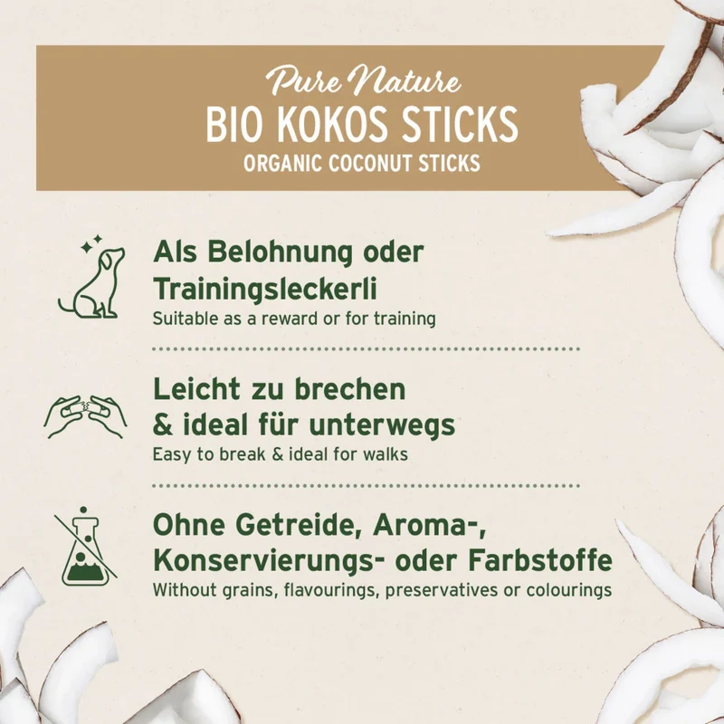 AniForte Bio Kokos-Sticks für Hunde & Pferde – Natürliche, getreidefreie Belohnung mit wertvollen Nährstoffen für gesunde Haut & glänzendes Fell