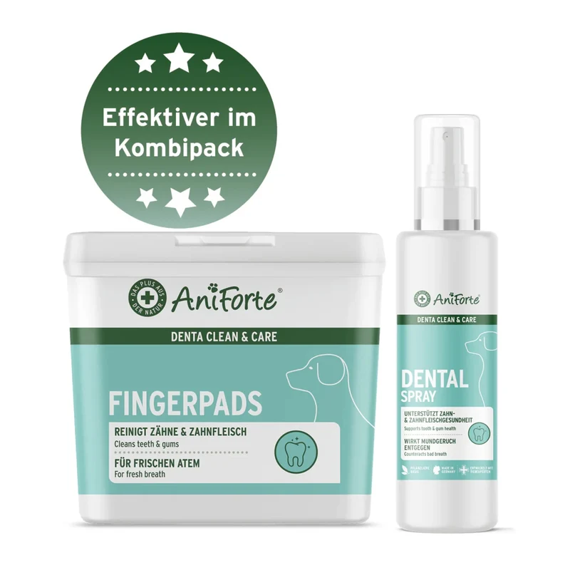 AniForte Denta Clean & Care Zahnpflege Set für Hunde – Effektive Zahnreinigung gegen Plaque, Zahnstein & Mundgeruch mit natürlichem Calcium
