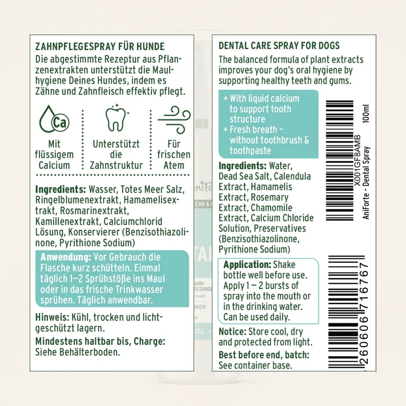 AniForte Denta Clean & Care Zahnpflege Set für Hunde – Effektive Zahnreinigung gegen Plaque, Zahnstein & Mundgeruch mit natürlichem Calcium