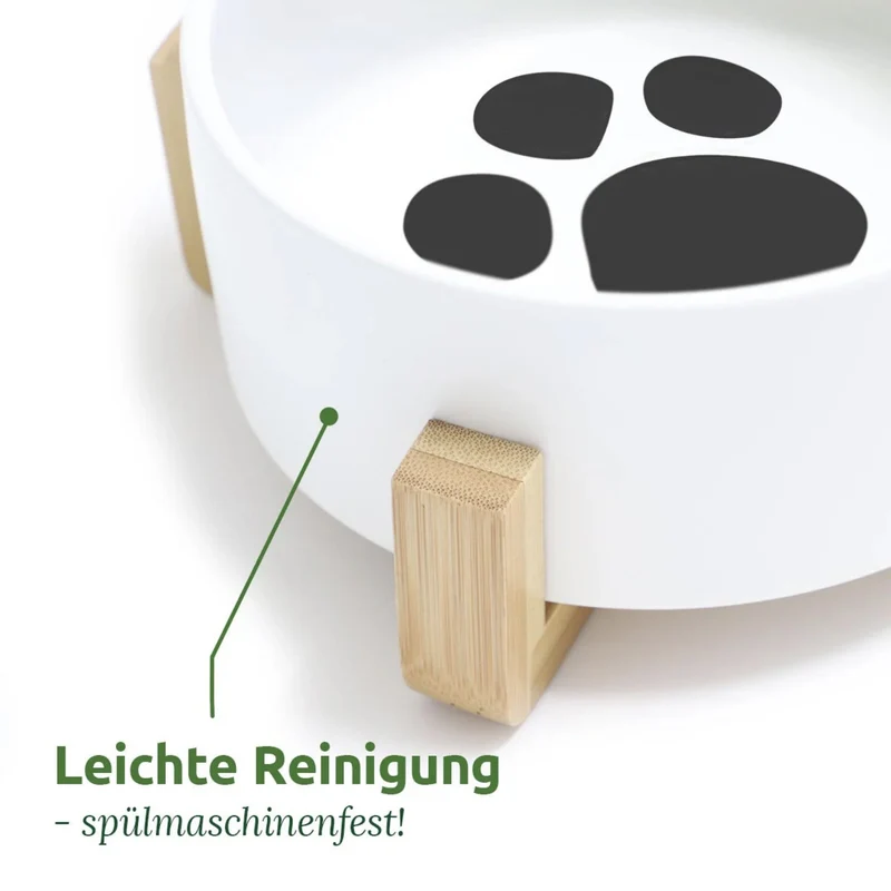 AniForte Keramik Futternapf mit Bambusgestell – Ergonomisch erhöht für gesunde Fresshaltung, rutschfest & spülmaschinenfest
