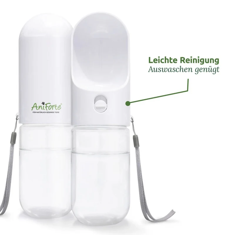 AniForte Hundetrinkflasche für unterwegs – Auslaufsicher & Hygienisch für Spaziergänge, Wanderungen & Reisen