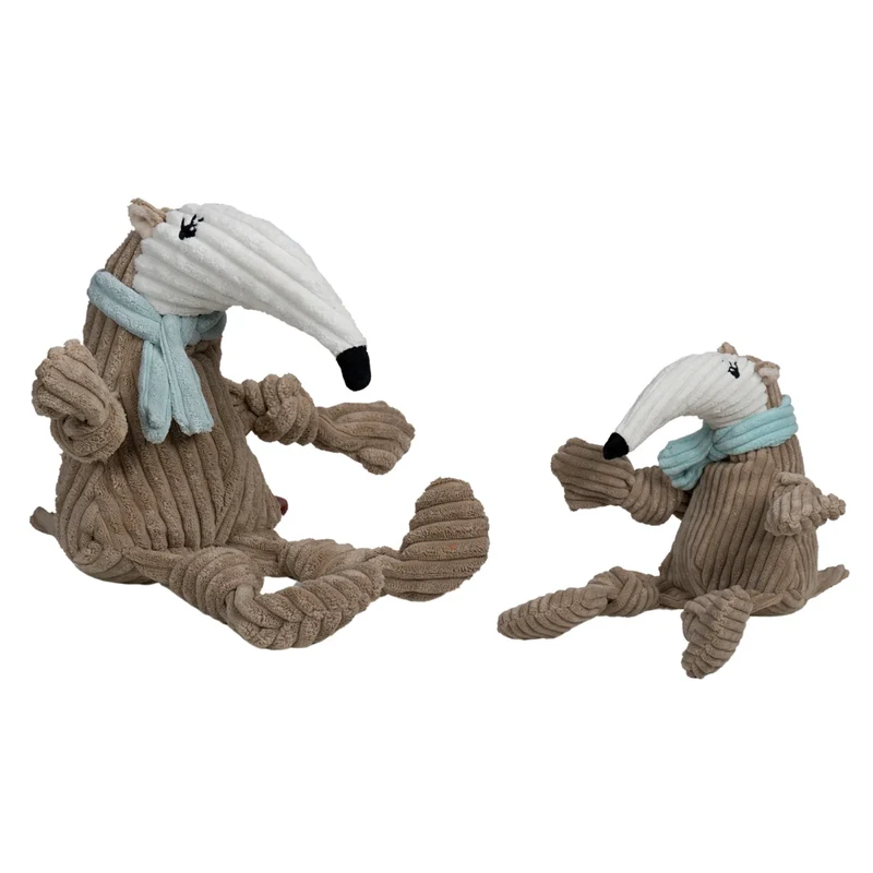 HuggleHounds Wild Things Anteater Knottie – Robustes Plüsch-Hundespielzeug mit geknoteten Gliedmaßen für intensive Kausessions