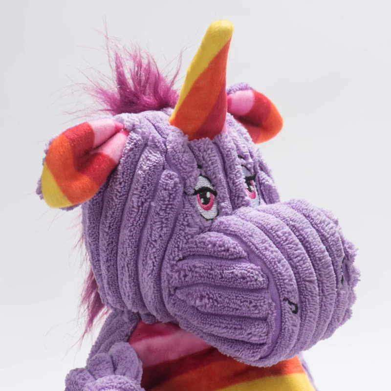 HuggleHounds Rainbow Unicorn Knottie – Robustes Plüsch-Zerrspielzeug mit verstärkten Nähten für intensive Spielfreude