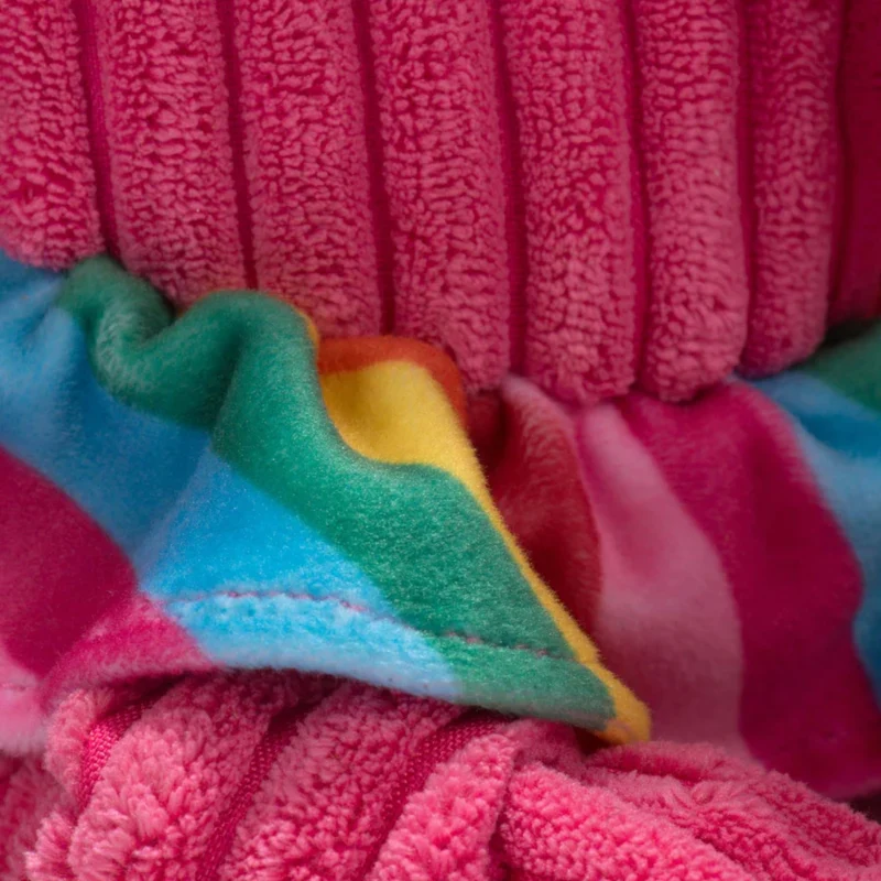 HuggleHounds Rainbow Elephant Knottie – Robustes Plüsch-Hundespielzeug mit geknoteten Gliedmaßen für aktive Kau- und Zerrspiele