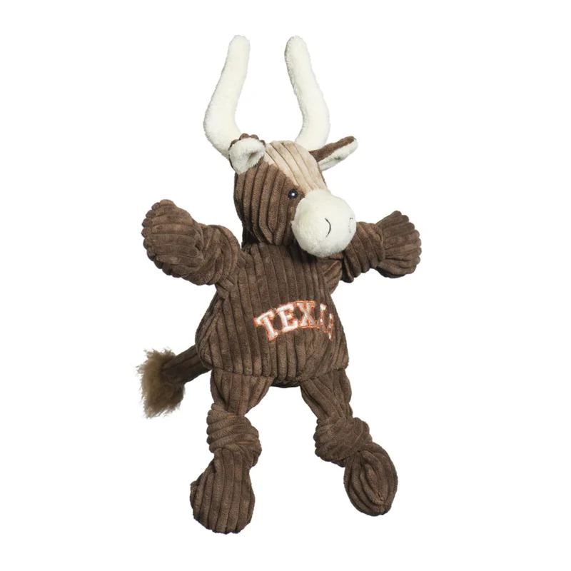 HuggleHounds Texas Longhorn Knottie – Robustes Plüsch-Zerrspielzeug mit geknoteten Gliedmaßen für aktive Hunde
