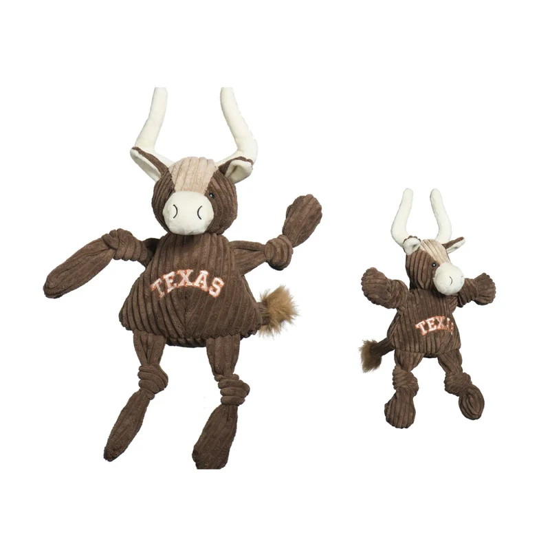 HuggleHounds Texas Longhorn Knottie – Robustes Plüsch-Zerrspielzeug mit geknoteten Gliedmaßen für aktive Hunde