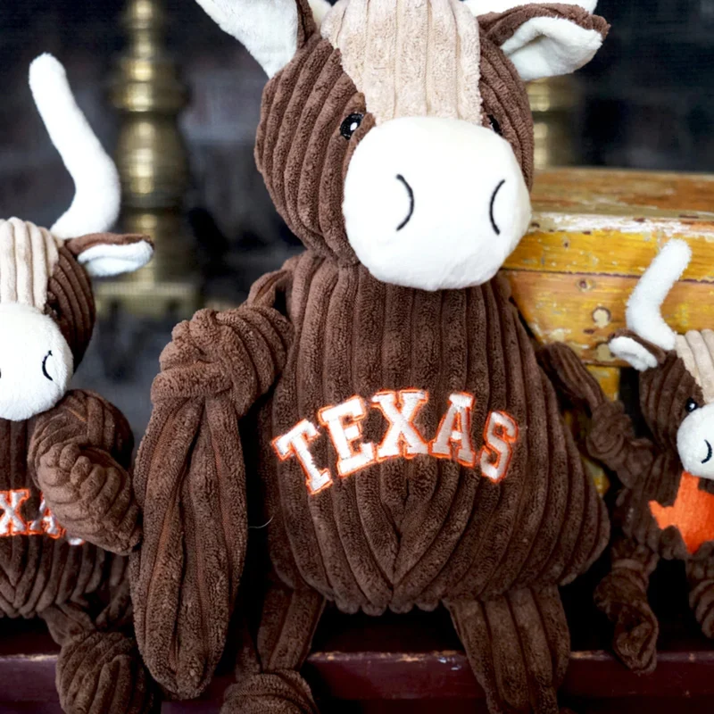 HuggleHounds Texas Longhorn Knottie – Robustes Plüsch-Zerrspielzeug mit geknoteten Gliedmaßen für aktive Hunde