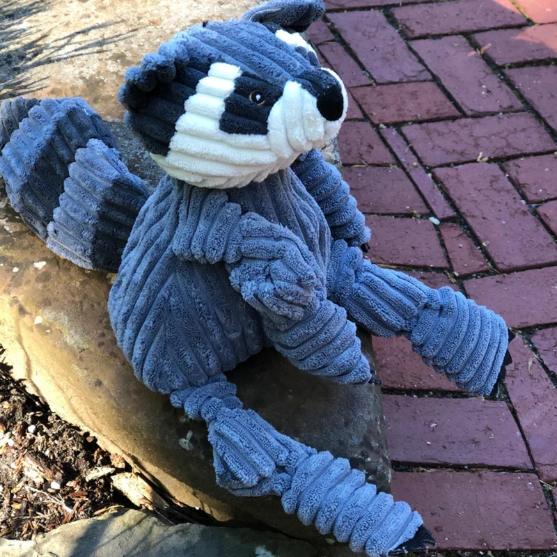 HuggleHounds Reggie Raccoon Knottie – Robustes Waschbär-Plüschspielzeug mit geknoteten Armen & Beinen für interaktiven Spielspaß