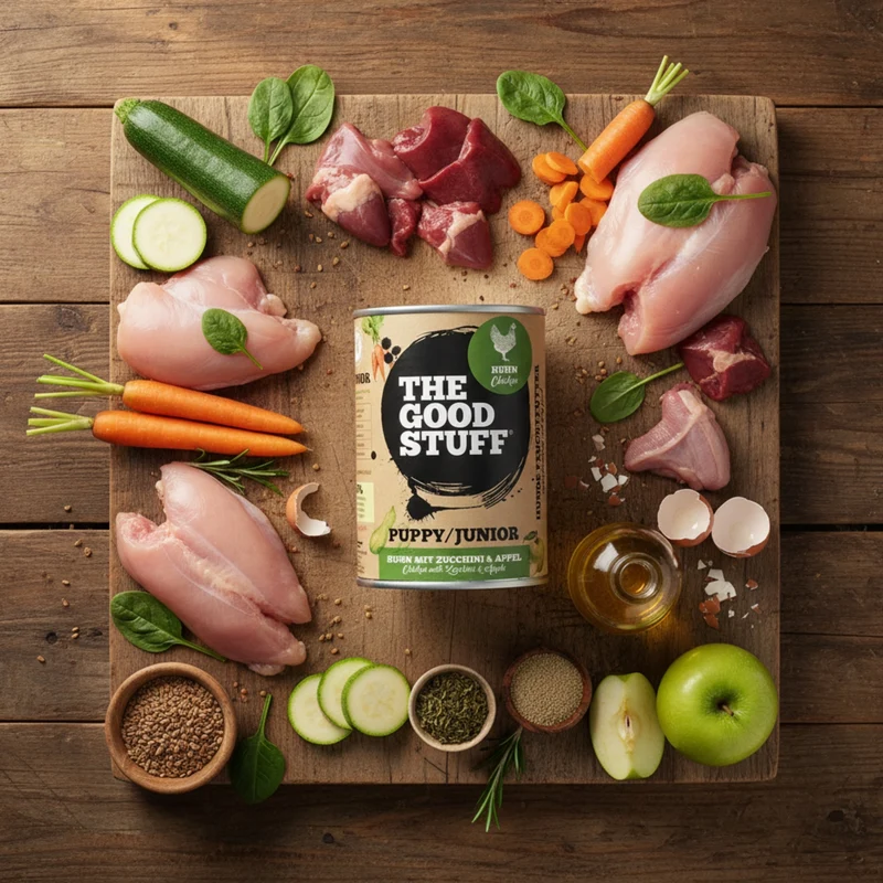 The Goodstuff Puppy/Junior Nassfutter mit Huhn – Premium Welpenfutter für optimales Wachstum, starke Knochen und gesunde Entwicklung | Getreidefrei & Natürlich