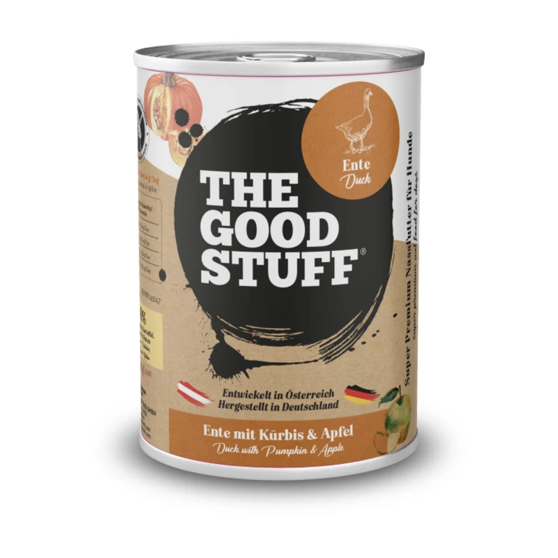 The Goodstuff Premium Hunde Nassfutter Ente mit Kürbis & Apfel – Getreidefreies Singleprotein Alleinfutter für sensible Hunde