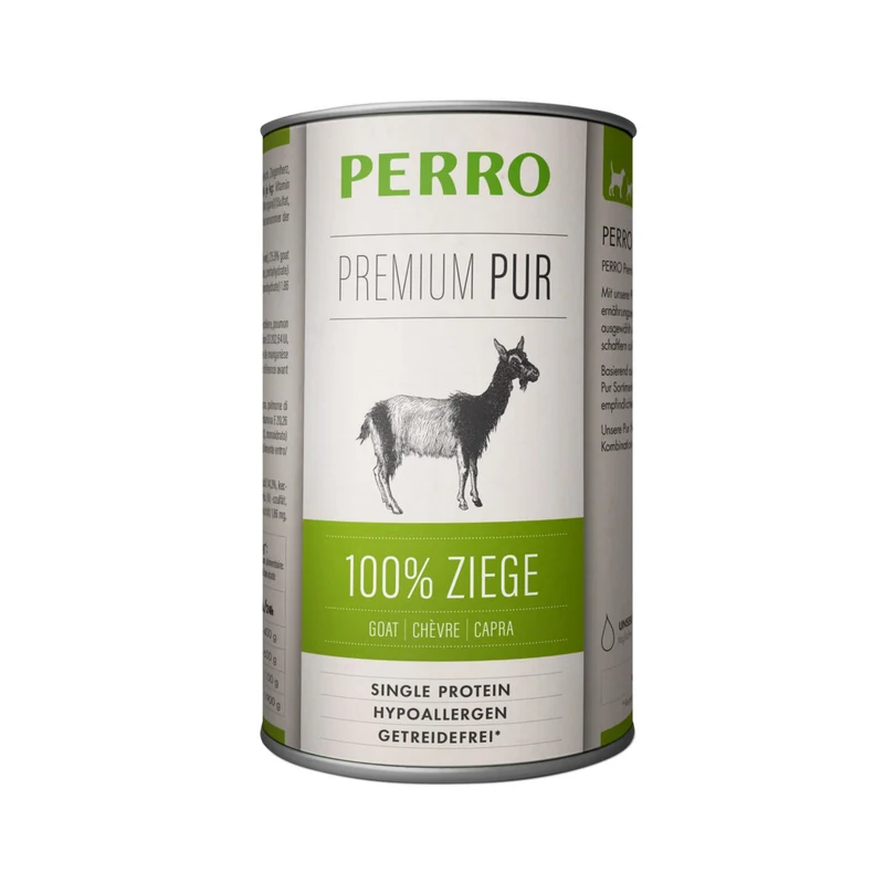 Perro Premium Pur Ziege – Hochwertiges Monoprotein-Nassfutter aus reiner Ziege für sensible Hunde, Allergiker & wählerische Feinschmecker