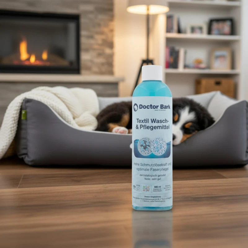 Doctor Bark Textil Wasch- und Pflegemittel – Porentief rein, geruchsfrei & schonend für Hundebetten, Autoschondecken & Heimtextilien