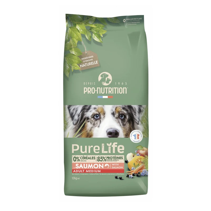 Pro-Nutrition Flatazor Pure Life Adult Medium – Getreidefreies Premium-Hundefutter für mittelgroße Hunde mit empfindlicher Verdauung, reich an tierischen Proteinen & Omega-Fettsäuren für gesundes Fell