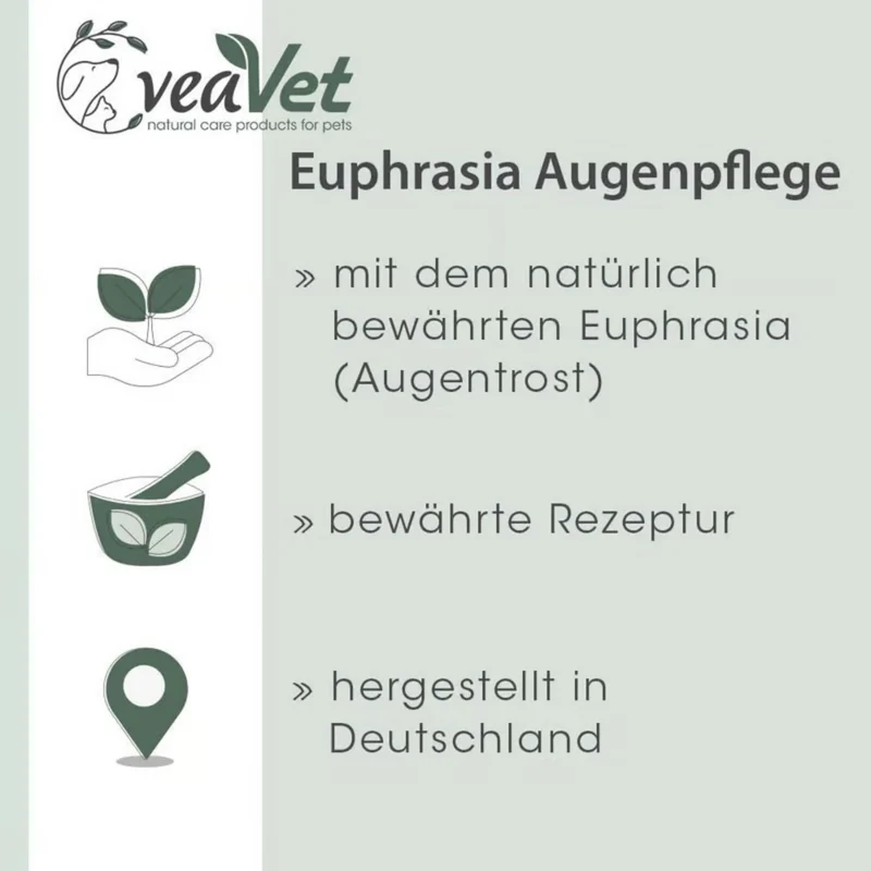 cdVet VeaVet Euphrasia Augenpflege für Hunde & Katzen – Natürliche Lösung bei geröteten, verkrusteten & gereizten Augen mit Augentrost & Rosenwasser