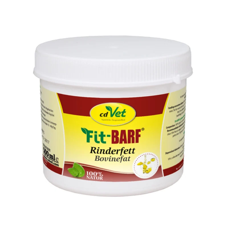 cdVet Fit-BARF Rinderfett – 100% Reines Natürliches Rinderfett für Hunde | Premium Fettergänzung beim Barfen für Leistungshunde & Schlechte Futterverwerter